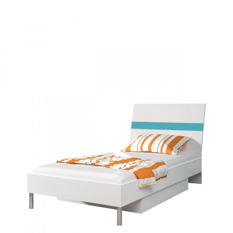 Veneti Detská posteľ s matracom a roštom 90x200 GORT 1 - biela / tyrkysová